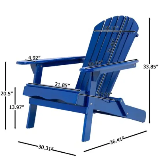 DSVIMOY Adirondack Chair, Folding Outdoor Chair with Wide Armrests, Patio Lawn Chair for Outside Garden Backyard, Blue, 36.41"*30.31"*33.85" image {2}