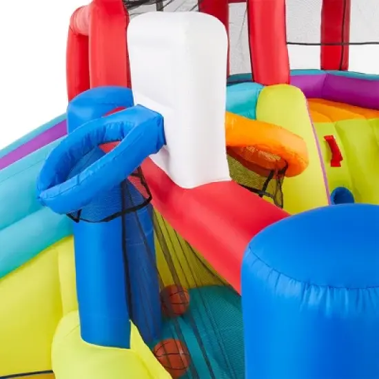 Banzai Outdoor Backyard Bounce House Activity Center with Slide, Climbing Wall, Basketball, and Soccer Games for Kids Ages 5 and Up image {5}