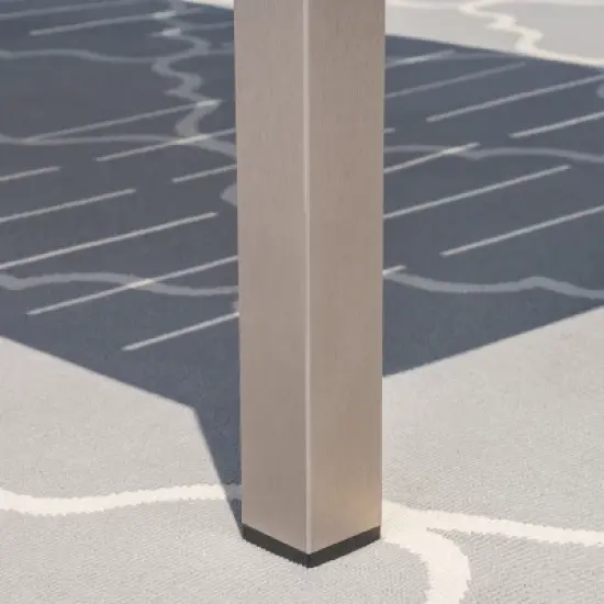 GDFStudio Crested Bay Outdoor Aluminum Dining Table with Faux Wood Top image {6}