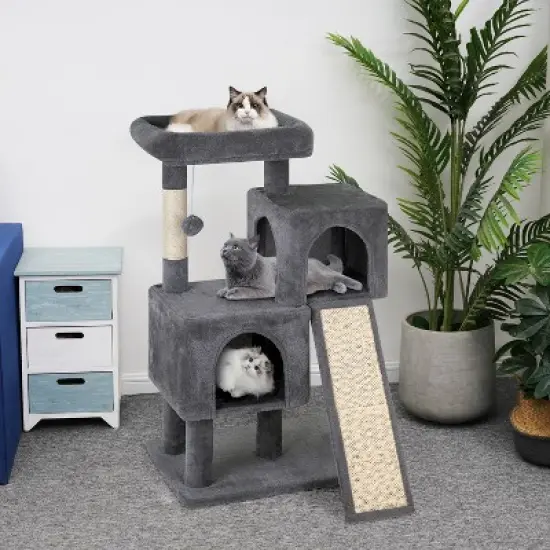 FDW 3-Tier Cat Tree 36 Inches Cat Tower for Indoor Cats Cat Scratcher Cat Condo with Plush Condos Sisal Scratching Posts and Hanging Toy image {6}