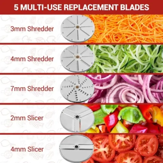Multi-Functional Vegetable Cutter - High-Efficiency Motor,Dicer with 2 Size Feed Ports, Vegetable Processor Detachable Stainless Steel blade image {3}