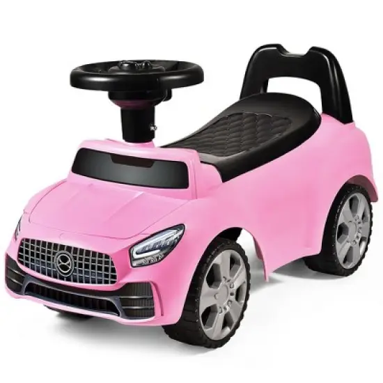Costway Foot-to-Floor Kids Ride-On Push Car w/ Horn and Music White\Pink image {8}