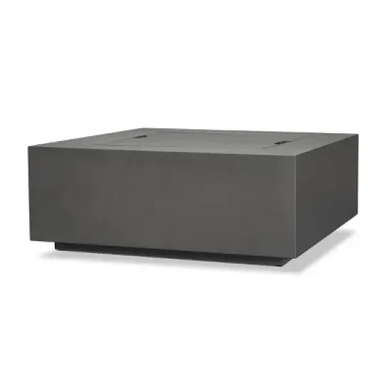 Aegean Square Fire Table with NG Conversion Weather Slate - Real Flame: Steel Lid, Lava Rock, Protective Cover image {4}
