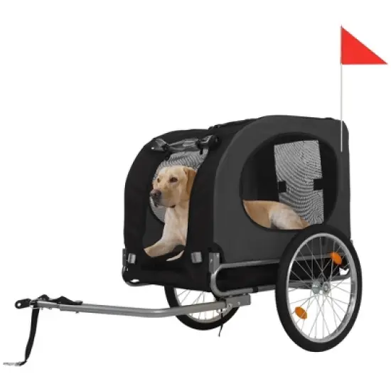 Dog Bike Trailer for Medium Large Dogs - Convertible to Jogging Stroller, Foldable Pet Bicycle Carrier with 19" Air Tires, fits 20"-29" Bike image {8}