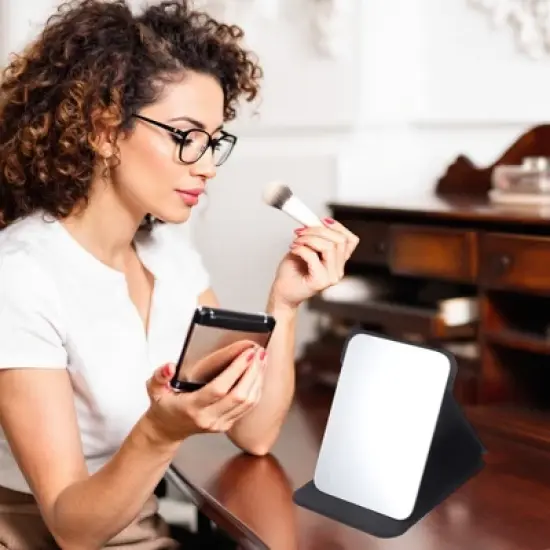 Unique Bargains Women Makeup Mirror for Travel Multicolor 1 Pc image {2}