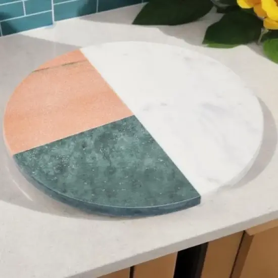 Lexi Home Marble Collection 12" Multi-Colored Lazy Susan image {3}
