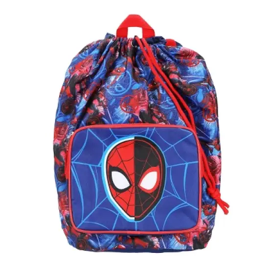 Spider-Man 4-Piece Duffel, Drawstring Backpack, Water Bottle and Utility Case Blue Youth Duffle Bag Set image {2}