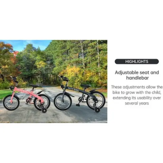 Topteng 14 16 Inch Kid's Bike Children Bicycle with LED Headlight for Boys and Girls - Black/Red image {10}