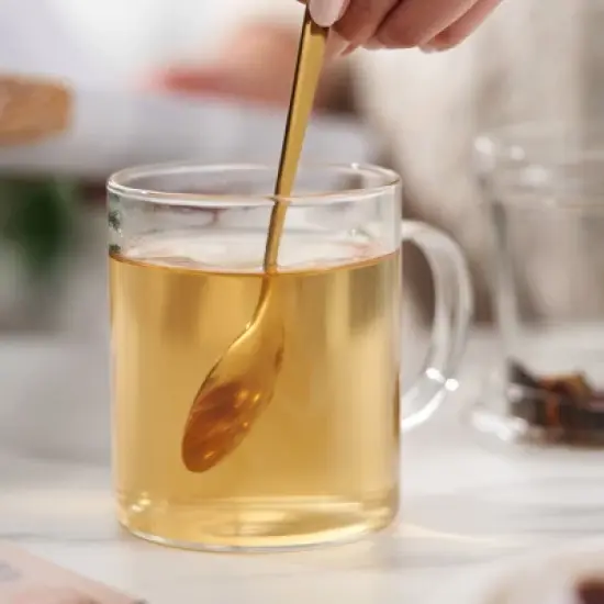 Pinky Up Blake Tea Infuser Mug with Lid, Glass Cups for Loose Leaf or Flowering Teas, Travel Mugs, Home Office, Picnic, Camping, 12 oz Set of 1, Clear image {6}