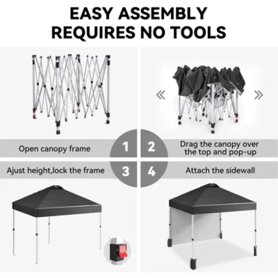 10x10 Pop-up Canopy，Patio Tent，Patented One Push Tent for Outdoor Events Commercial Instant Canopies，Canopy Wind Tunnel Design，with Wheeled Bag image {5}