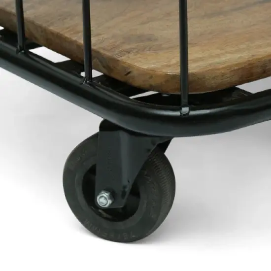 Colwill Modern Industrial Handcrafted Mango Wood Kitchen Cart with Wheels Natural/Black - Christopher Knight Home image {5}