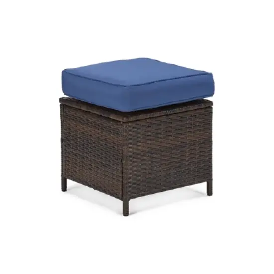 6pc Wicker Outdoor Conversation Set with Cushions & Ottomans - EDYO LIVING image {8}