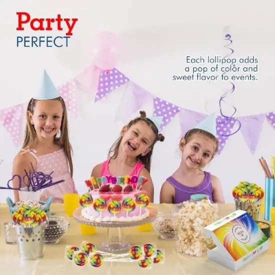 4E's Novelty 36 Pack Swirl Lollipops Bulk, 1.75" Round Rainbow Individually Wrapped, Birthday Party Favors, Goodie Bag Candy, Holiday Treats image {5}