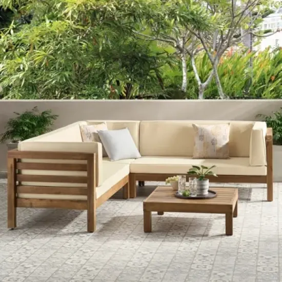 INFURNIC Patio Seating Sets Modern Outdoor Furniture Set Featuring Unique Design,Perfect for Gardens, Living Spaces, Beige, 88.5"*30.25"*26.5" image {5}