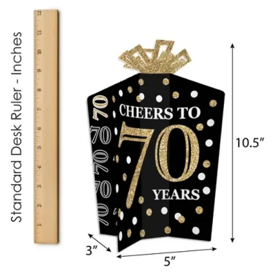 Big Dot of Happiness Adult 70th Birthday - Gold - Table Decorations - Birthday Party Fold and Flare Centerpieces - 10 Count image {5}