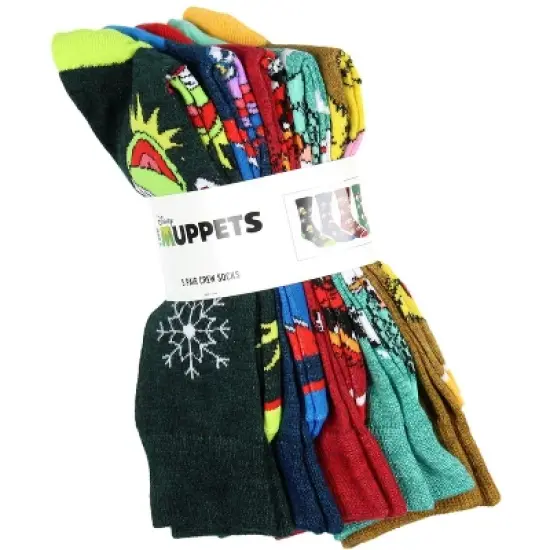 The Muppets Holiday Themed Kermit Animal Gonzo Beaker Fozzie 5 Pack Adult Crew Socks Multicoloured image {5}
