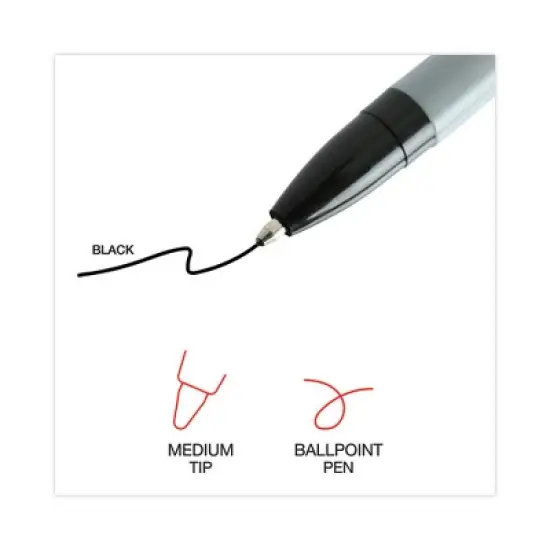 Universal Ballpoint Pen Value Pack, Stick, Medium 1 mm, Black Ink, Gray/Black Barrel, 60/Pack image {5}