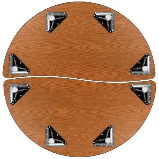 Emma and Oliver 2 Piece 47.5" Circle Wave Collaborative Grey Adjustable Activity Table Set image {7}