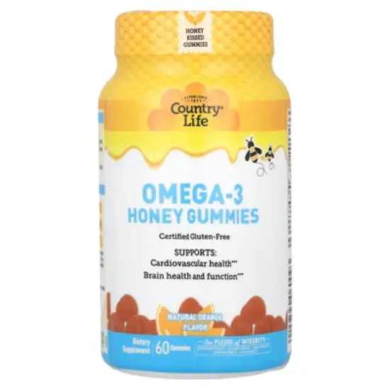 Country Life Omega-3 Honey Gummies, Natural Orange, 60 Gummies image {4}