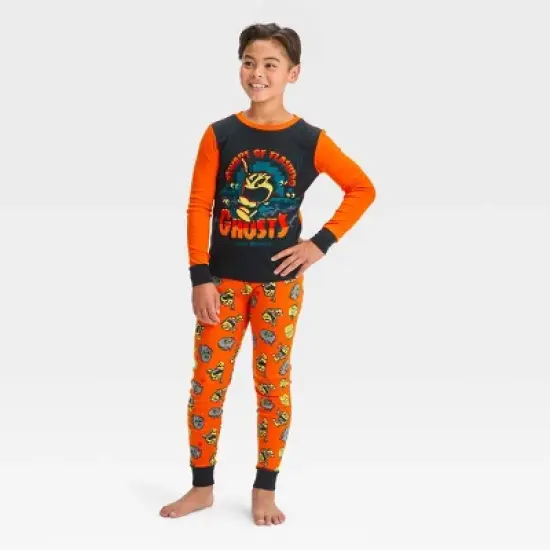 Boys' Pac-Man Halloween Long Sleeve 2pc Pajama Set - Black/Orange image {3}