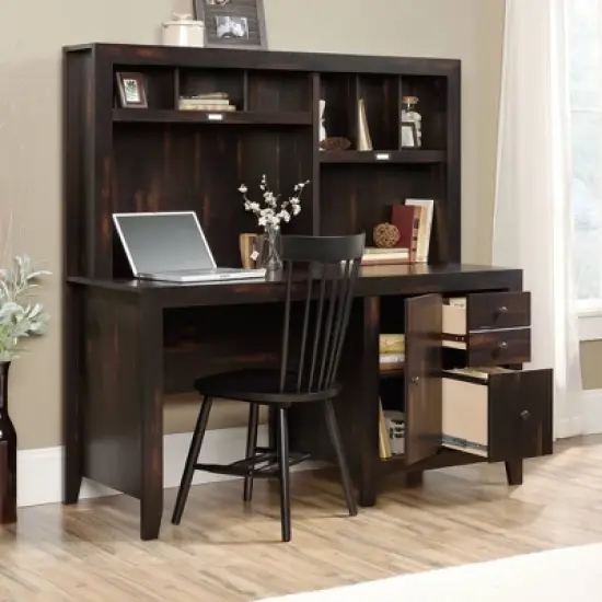 Dakota Pass Computer Desk with Hutch Light Brown - Sauder image {4}