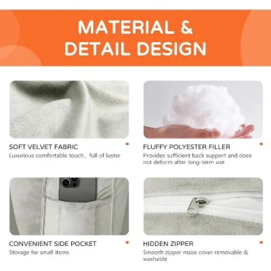 Back Support Pillow for Couch, Removable Velvet Cover image {2}