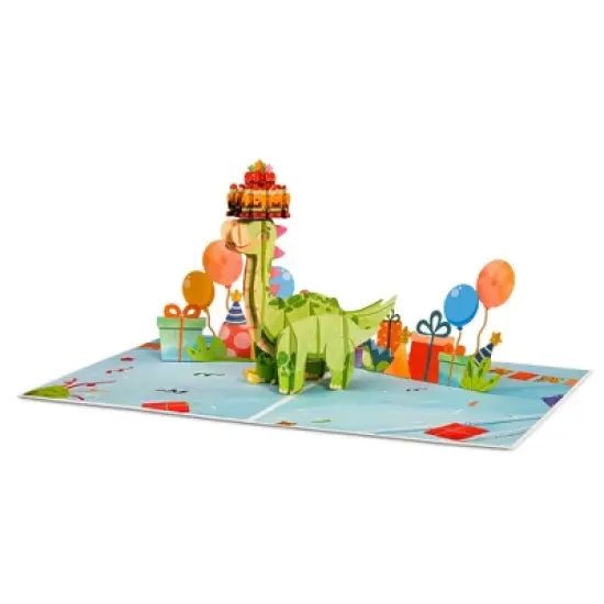 Paper Love Frndly Pop Up Birthday Card, Birthday Dinosaur, Handcrafted - 100% Recycled and Eco-Friendly, 8" x 6" Cover image {5}