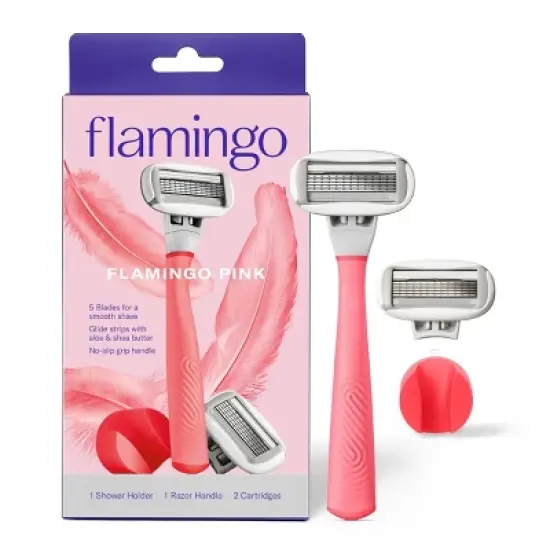 Flamingo 5-Blade Women's Razor - 1 Razor Handle + 2 Razor Blade Refills image {10}