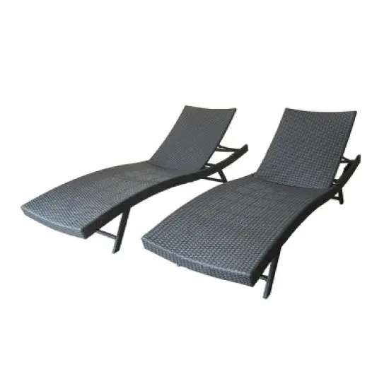GDFStudio Eliana Outdoor Wicker Armless Adjustable Chaise Lounges (Set of 2) image {8}