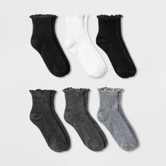 Women's Lettuce Edge 6pk Ankle Socks - A New Day&trade; 4-10 image {2}