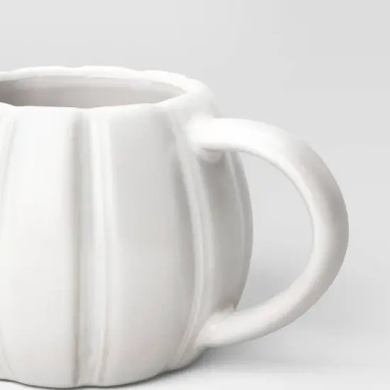 15.2 fl oz Halloween Stoneware Figural Pumpkin Mug White - Hyde and EEK! Boutique&trade;: Microwave & Dishwasher Safe, Hot/Cold Beverages image {2}