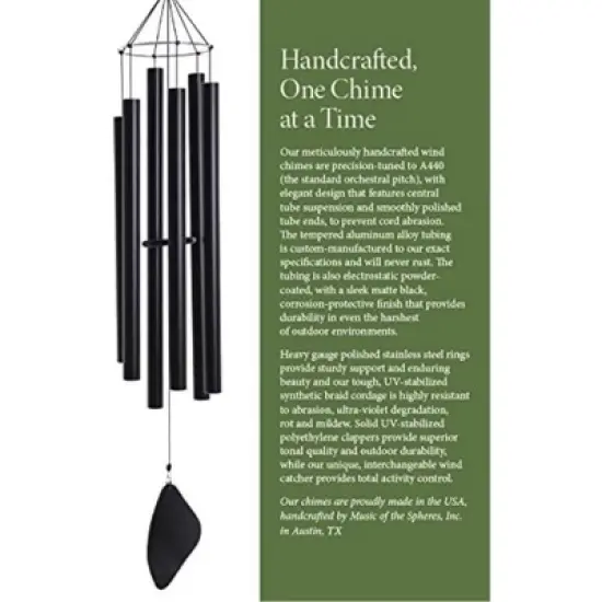 Music of the Spheres Nashville Mezzo, Small-Medium Handcrafted, Precision Tuned, Weather Resistant Unique Outdoor Wind Chime, 38" image {3}
