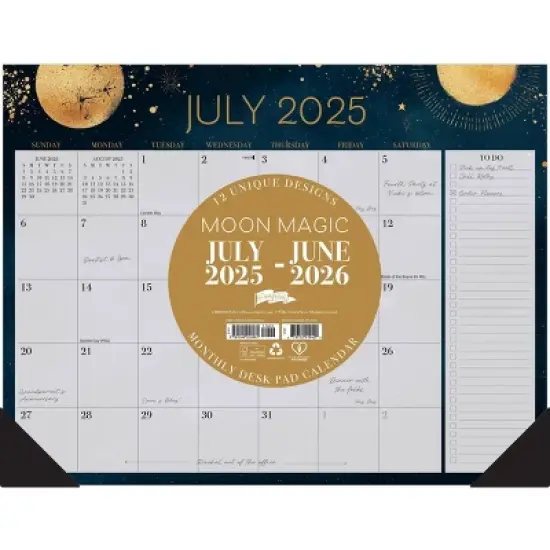 Willow Creek Press Moon Magic Academic July 2025 - June 2026 22"x17" Large Monthly Deskpad Calendar image {2}