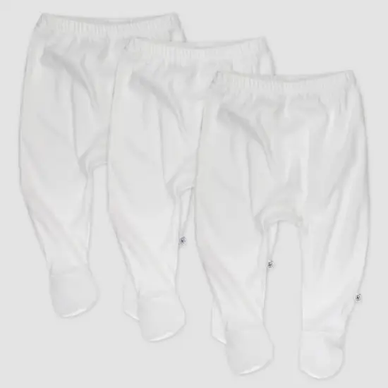 Honest Baby 3pk Footed Harem Pants - White image {3}