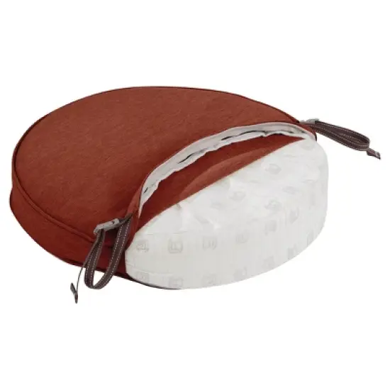 15" x 15" x 2" Montlake Fadesafe Round Patio Dining Seat Cushion Set - Heather Henna Red - Classic Accessories image {2}