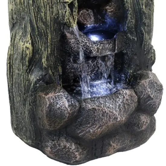 Sunnydaze 28"H Electric Glass Reinforced Concrete Cavern of Mystery Outdoor Water Fountain with LED Light image {3}