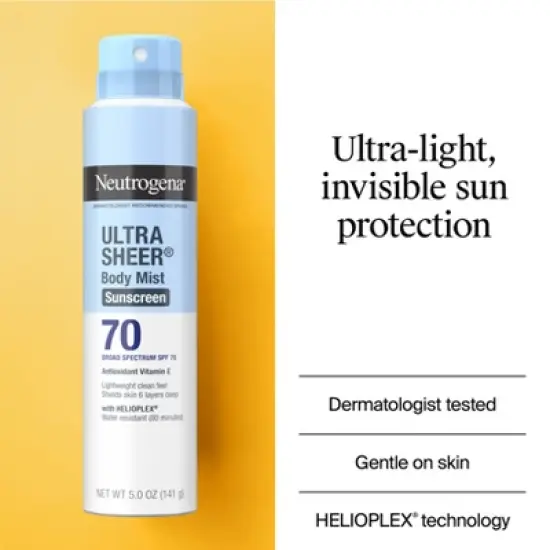 Neutrogena Ultra Sheer Sunscreen Spray, SPF 70, 5oz image {3}