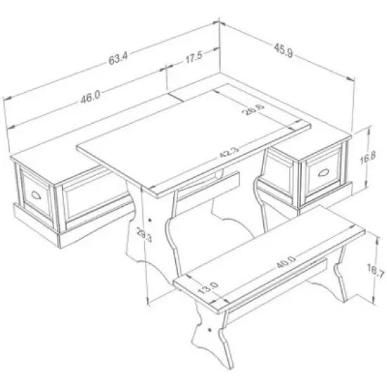 Colby Backless Nook Dining Sets Brown - Linon image {19}