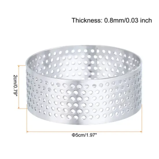 Unique Bargains Stainless Steel Non-Stick Perforated Baking Dessert Round Cake Ring image {1}