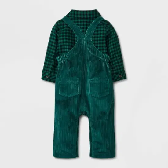 Baby Boys' Corduroy Dungaree Top & Bottom Set - Cat & Jack&trade; Green image {1}