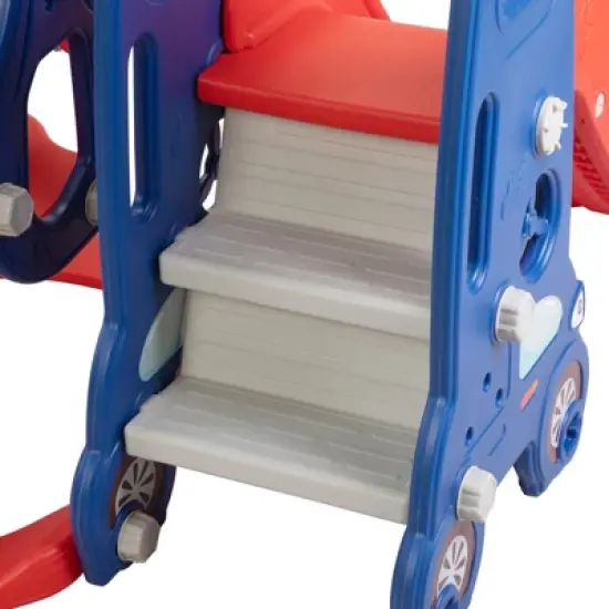 INFURNIC Baby Activity Gyms, Extra-Long Slide with 2 Basketball Hoops, for Indoor or Outdoor Playground, Multicoloured, 55.12"*70.05"*50" image {4}