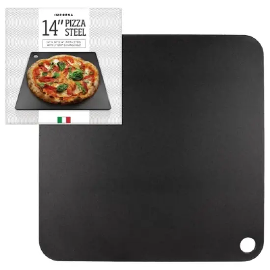 Impresa Pizza Steel for Oven, Durable Steel Platform with Finger Hole for Baking Pizza and Bread, 14x14 inches image {6}