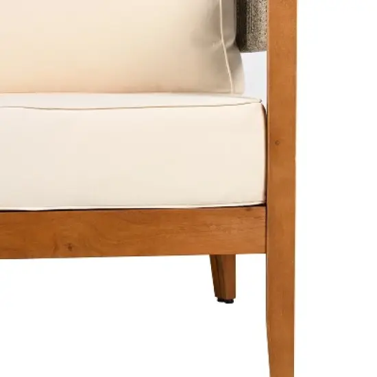 Christopher Knight Home Monroe Patio Modern Acacia Wood Club Chair with Cushions image {7}