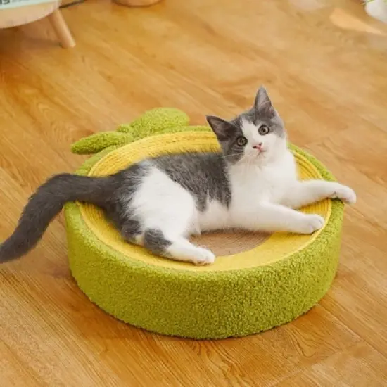 Fairyland&trade; - Avocado Cat Scratcher Bed &ndash; Large Sisal Rope Cat Nest with Anti-Slip Bottom, Soft Plush Fabric, Dual Function Lounge and Scratching Pad image {9}