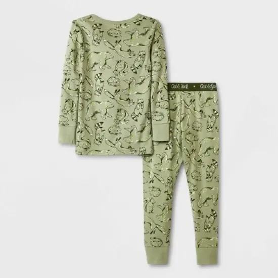 Toddler Boys' 4pc Polar Bear & Forest Animal Pajama Set - Cat & Jack&trade; Brown image {1}