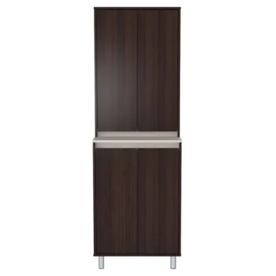 4 Door Breakroom Cabinet Espresso/Amber Gray - Inval image {4}