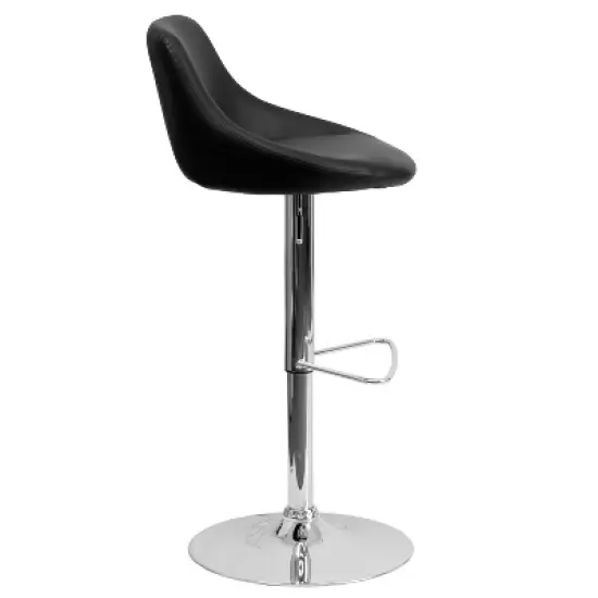 Flash Furniture Contemporary Vinyl Bucket Seat Adjustable Height Barstool with Chrome Base image {3}