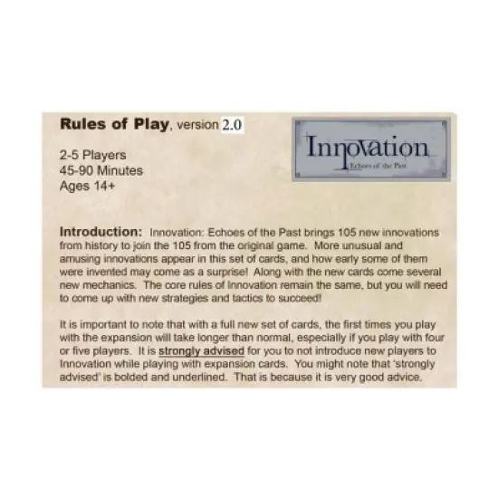 Innovation - Echoes of the Past (3rd Edition) Board Game image {1}