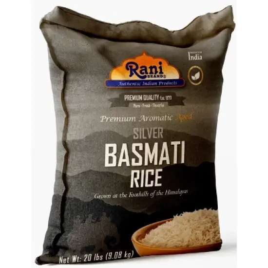 Silver White Basmati Rice Extra Long - 320oz (20lbs) Cloth Bag - Rani Brand Authentic Indian Products image {6}