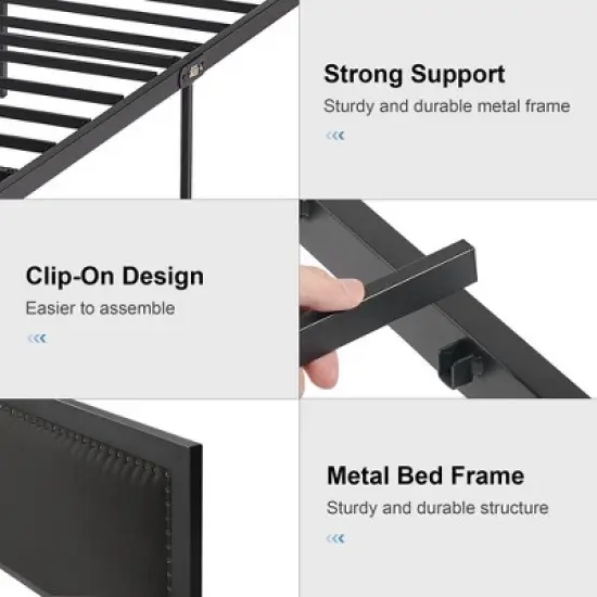 Twin/Full/Queen Size Bed Frame with Wood Headboard and Footboard, 14 Inch Platform Mattress Foundation, No Box Spring Needed Bed image {10}